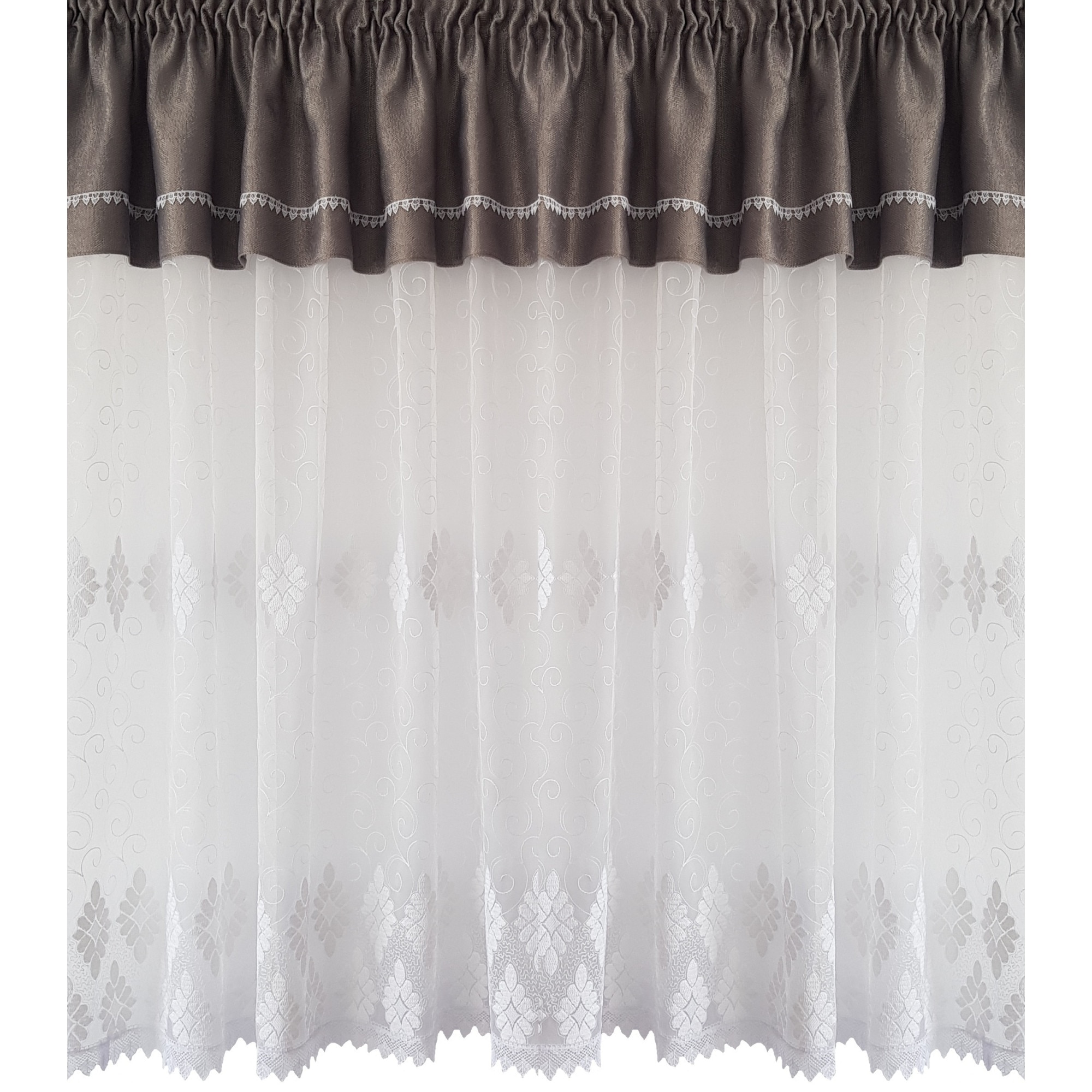 Perdea Decorint confectionata (PB.589), Alb, gri, 300 x 145