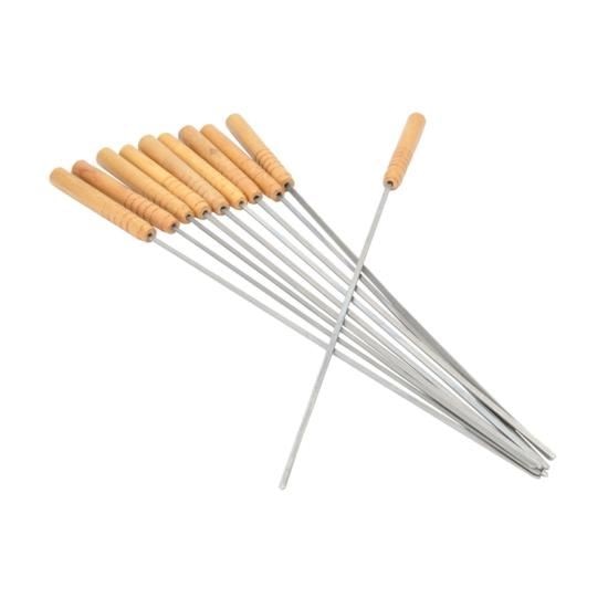 Set 10 tepuse frigarui, maner lemn, otel cromat, 41 cm, Perfect Home