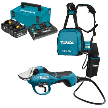 Set x Foarfeca pentru vie si pomi cu 2 acumulatori Li-Ion, 2x18V LXT, 6Ah, incarcator si Makpac Set x Foarfeca pentru vie si pomi cu 2 acumulatori Li-Ion, 2x18V LXT, 6Ah, incarcator si Makpac