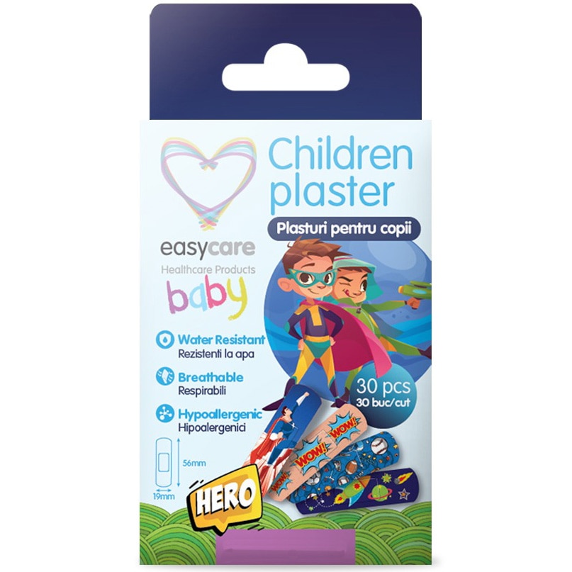 Plasturi pentru copii Hero 56x19mm Easycare Baby, 30 buc/cut, 10 cutii