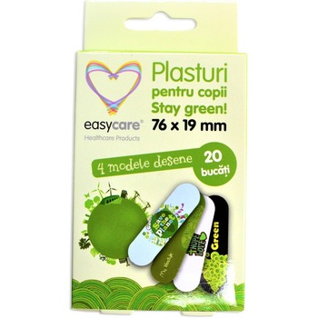 Plasturi pentru copii Stay Green 76x19mm Easycare Baby, 20 buc/cut, 12 cutii Plasturi pentru copii Stay Green 76x19mm Easycare Baby, 20 buc/cut, 12 cutii