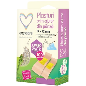 Plasturi din panza 72x19 mm 100 buc/cut Easycare, 1 bucata Plasturi din panza 72x19 mm 100 buc/cut Easycare, 1 bucata