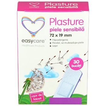 Plasturi piele sensibila 72x19 mm 30 buc/cut Easycare, 10 bucati Plasturi piele sensibila 72x19 mm 30 buc/cut Easycare, 10 bucati