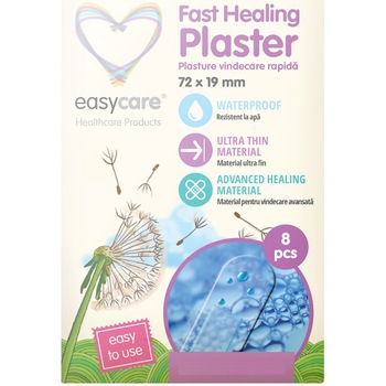 Plasturi vindecare rapida 72x19 mm 8 buc/cut Easycare, 10 bucati Plasturi vindecare rapida 72x19 mm 8 buc/cut Easycare, 10 bucati