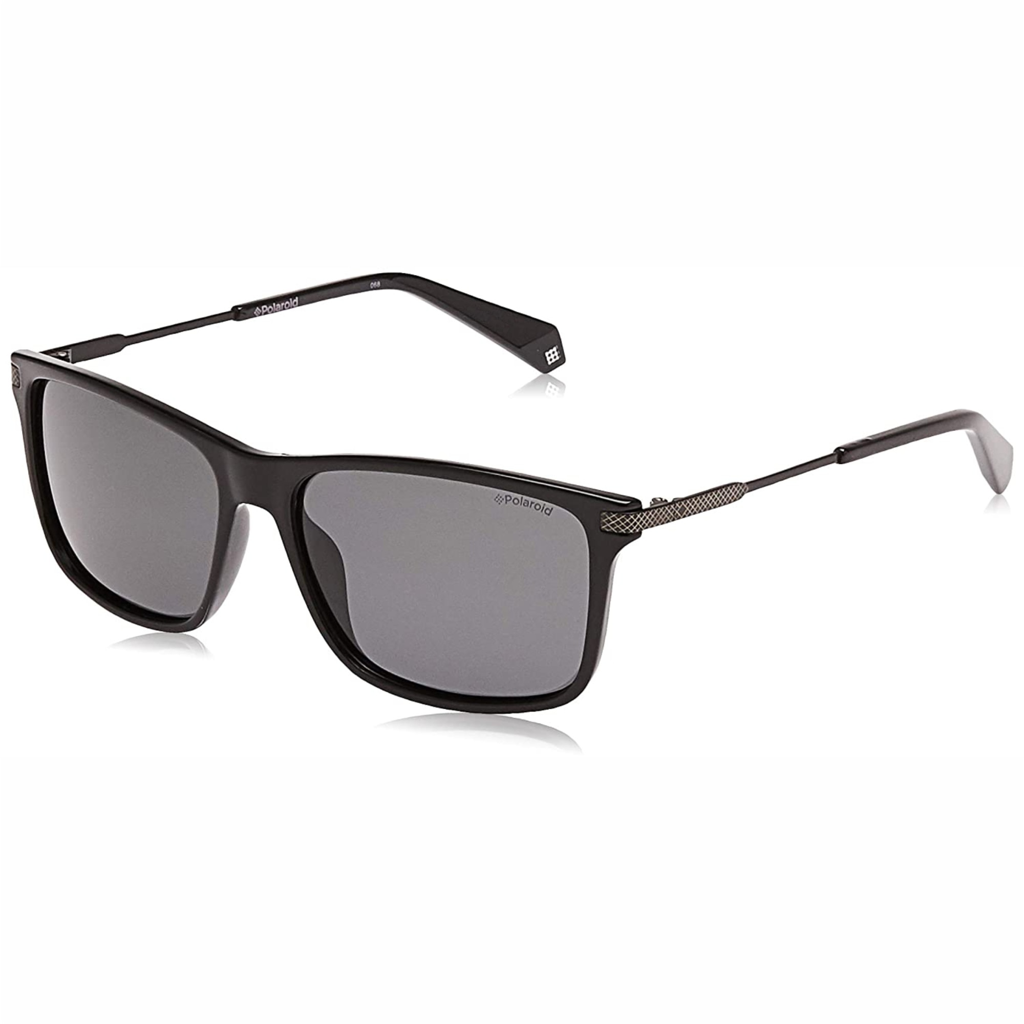 Ochelari de soare barbati Polaroid Rectangular Shiny Black/Dark Grey Polarized PLD2063/S 003/M9