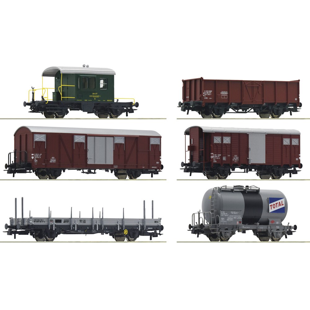 Set Vagoane de Marfa Gotthardbahn, Roco, scara H0, 6 piese