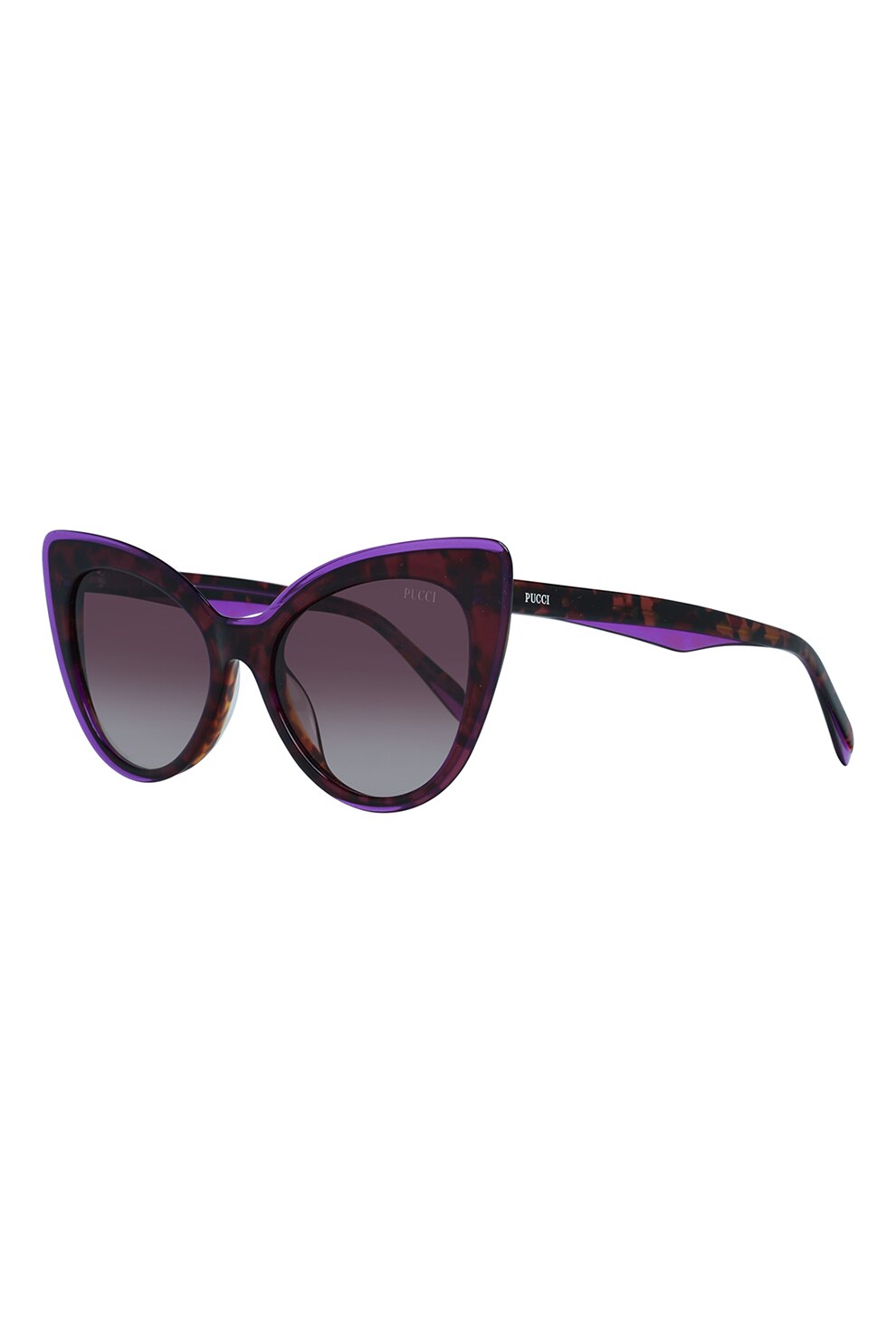 Emilio Pucci, Ochelari de soare cat-eye cu detaliu contrastant, maro coniac, mov, 54-18-145 Standard