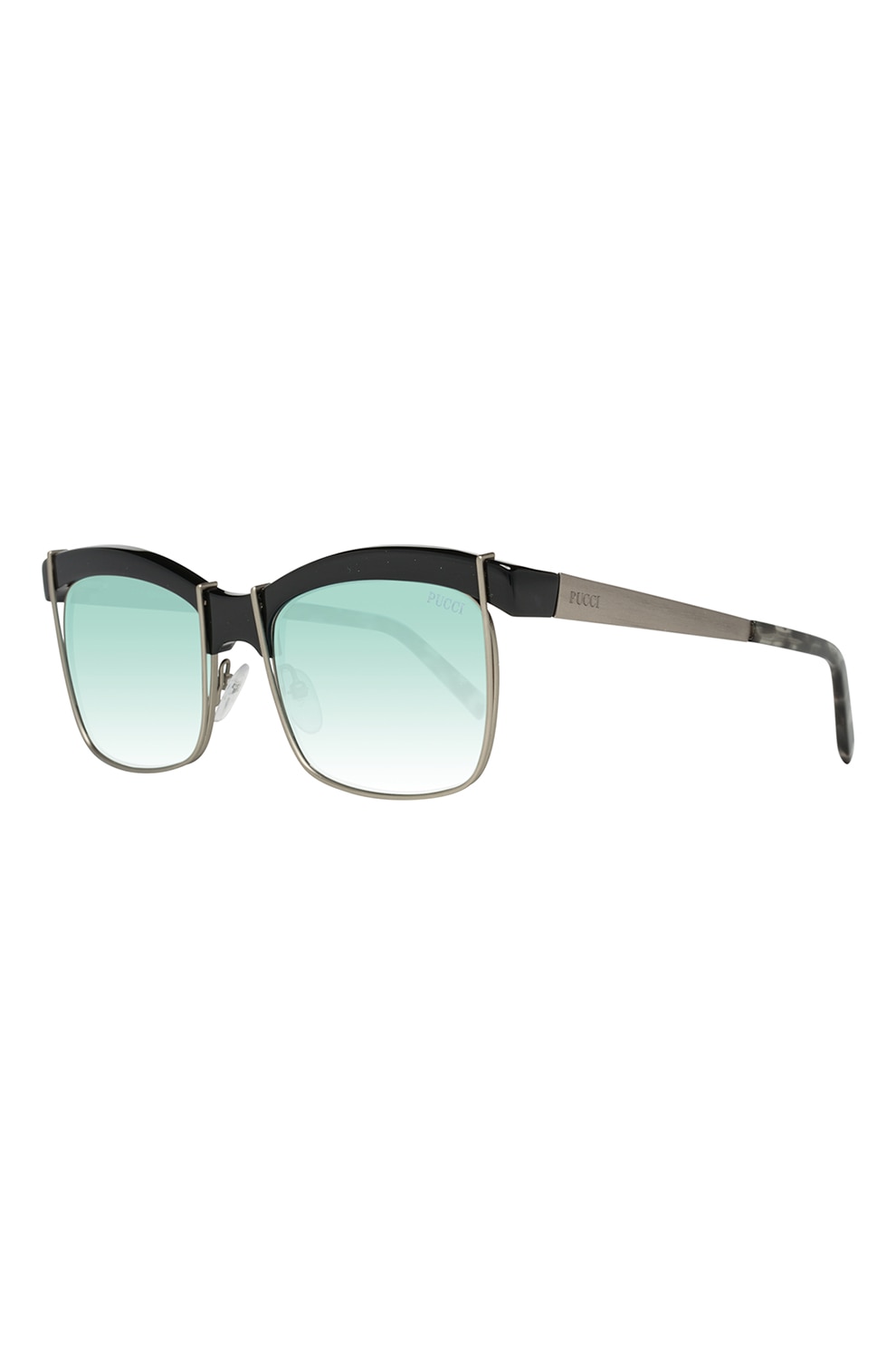 Emilio Pucci, Ochelari de soare clubmaster, Negru/Argintiu, 56-18-135 Standard