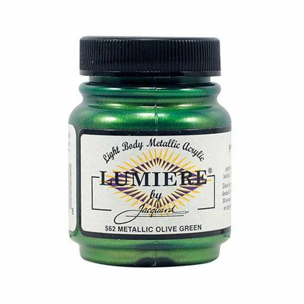 Vopsea pentru materiale textile Jacquard Lumiere, 67 ml, Metallic Olive Green