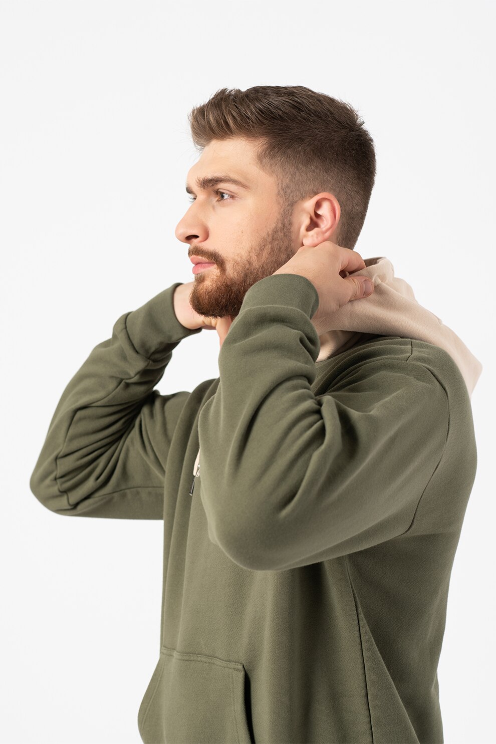 LA MARTINA, Hanorac supradimensiont de bumbac, Verde militar/Bej