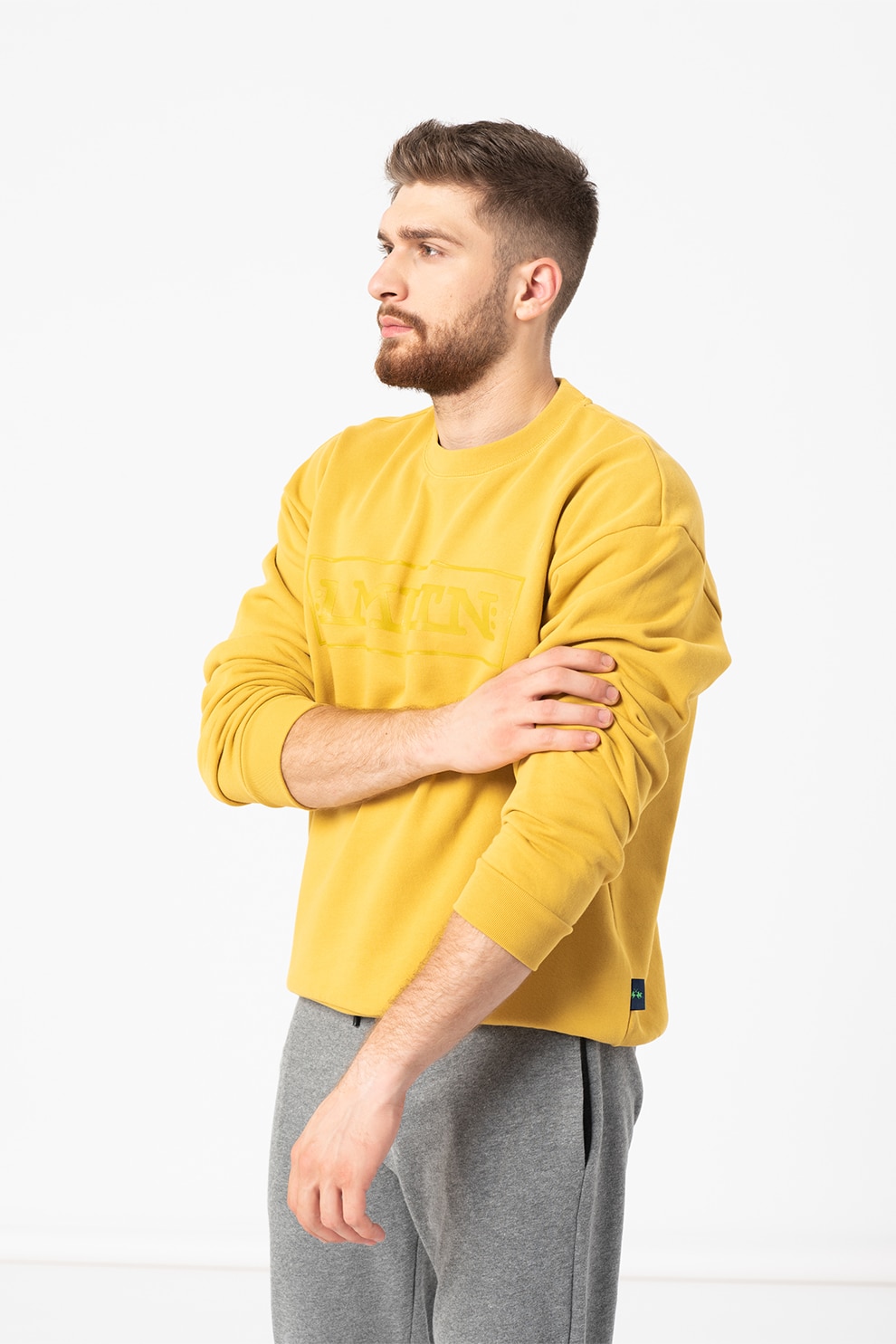 LA MARTINA, Bluza sport supradimensionata de bumbac, Galben mustar