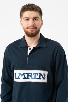 LA MARTINA, Bluza polo supradimensionata de bumbac, bleumarin inchis LA MARTINA, Bluza polo supradimensionata de bumbac, bleumarin inchis