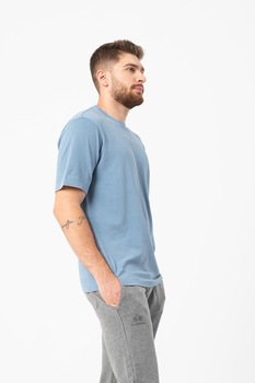 LA MARTINA, Tricou de bumbac cu logo suprdimensionat brodat, Albastru lavanda