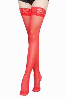 Ciorap dama, 3 sferturi, Lycra, elastic model, One Size, Rosu Ciorap dama, 3 sferturi, Lycra, elastic model, One Size, Rosu