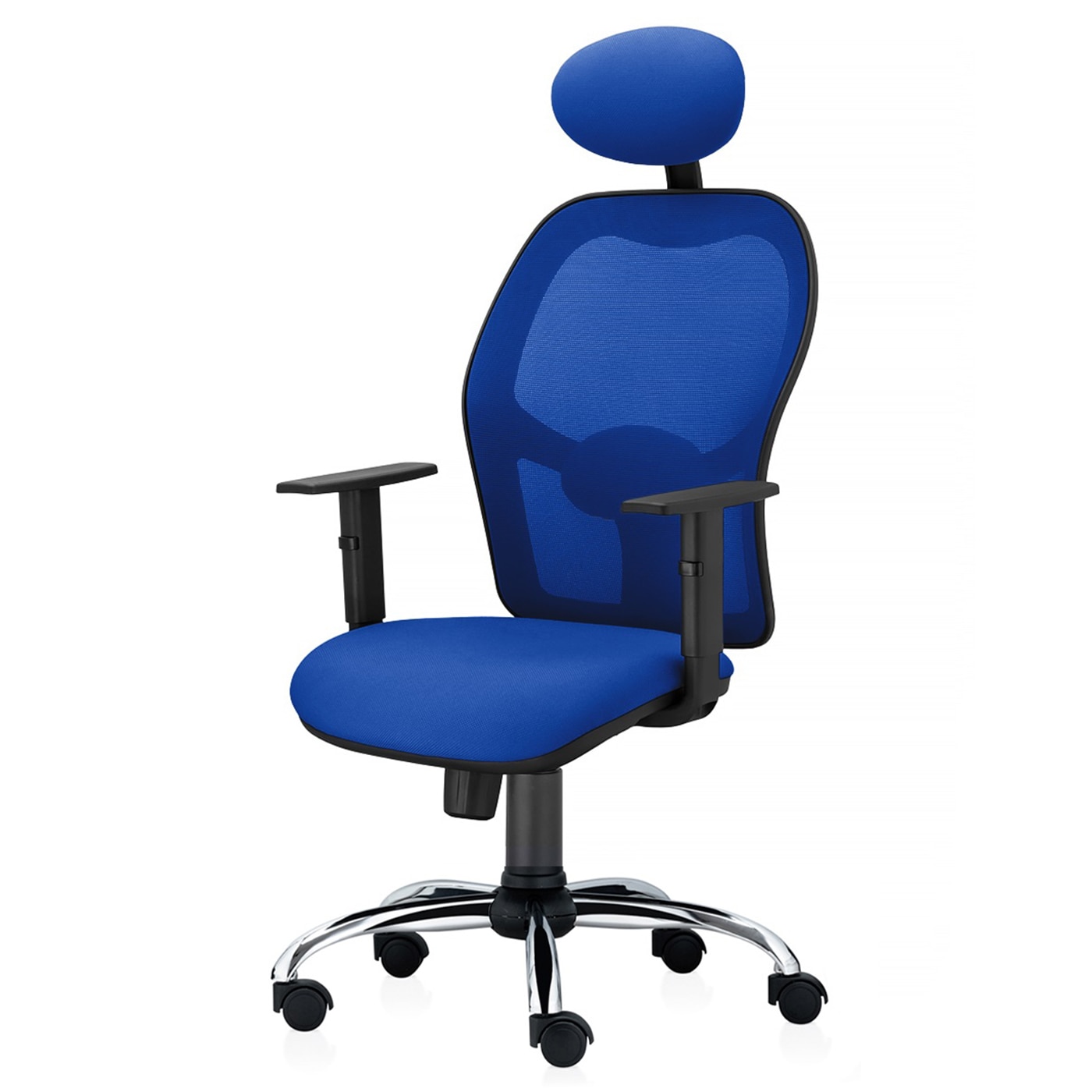 Scaun ergonomic de birou TRAFFIC CHAIRS AERO PRO, tapiterie sezut textil ALBASTRU, spatar mesh ALBASTRU