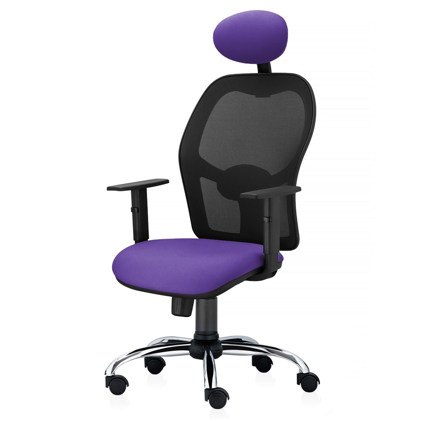 Scaun ergonomic de birou TRAFFIC CHAIRS AERO PRO, tapiterie sezut textil MOV, spatar mesh NEGRU