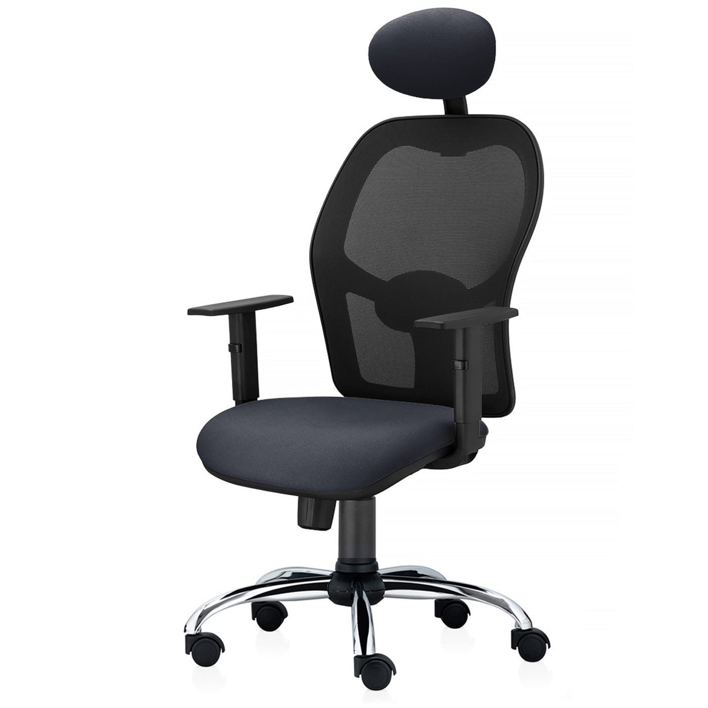 Scaun ergonomic de birou TRAFFIC CHAIRS AERO PRO, tapiterie sezut textil GRI INCHIS, spatar mesh NEGRU