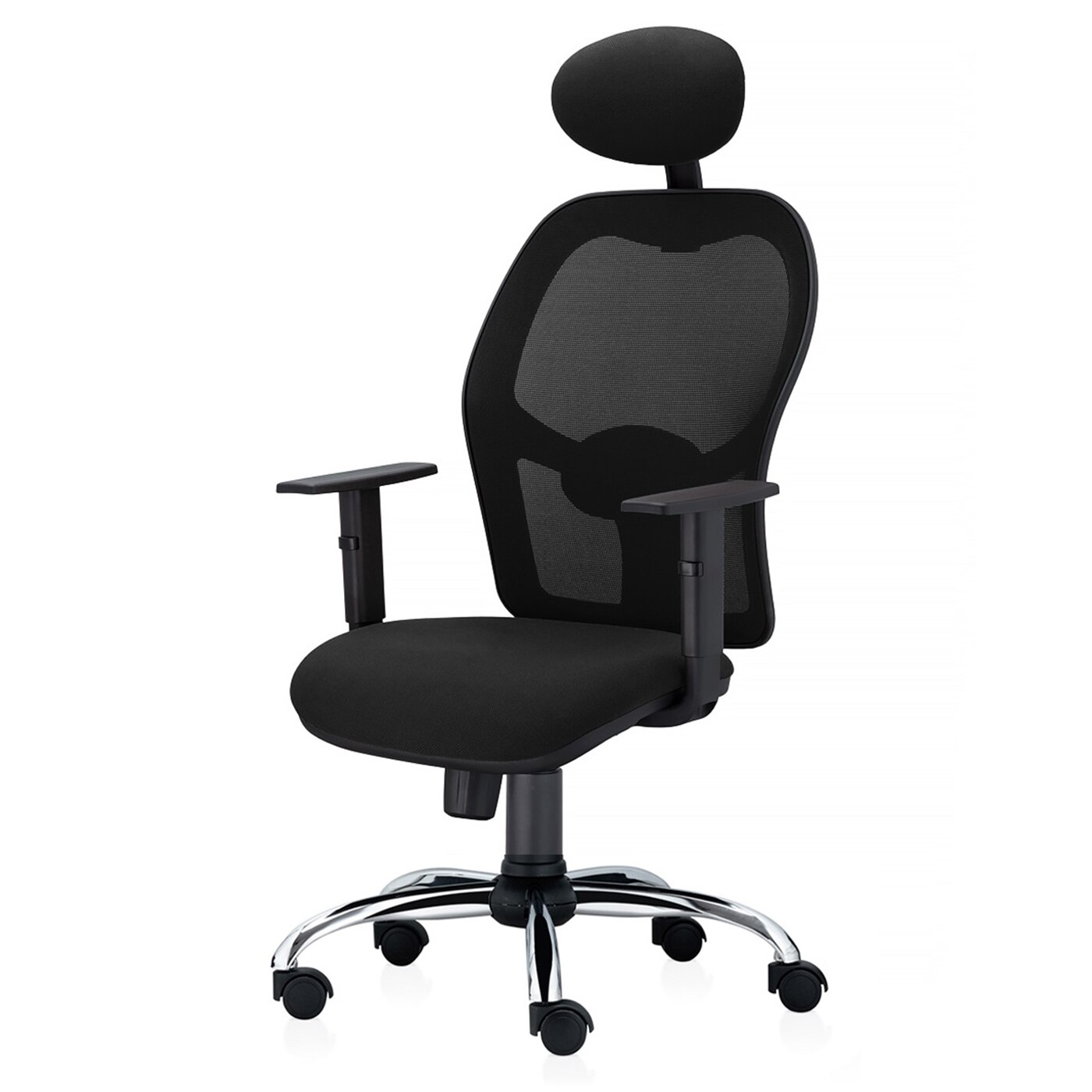 Scaun ergonomic de birou TRAFFIC CHAIRS AERO PRO, tapiterie sezut textil NEGRU, spatar mesh NEGRU