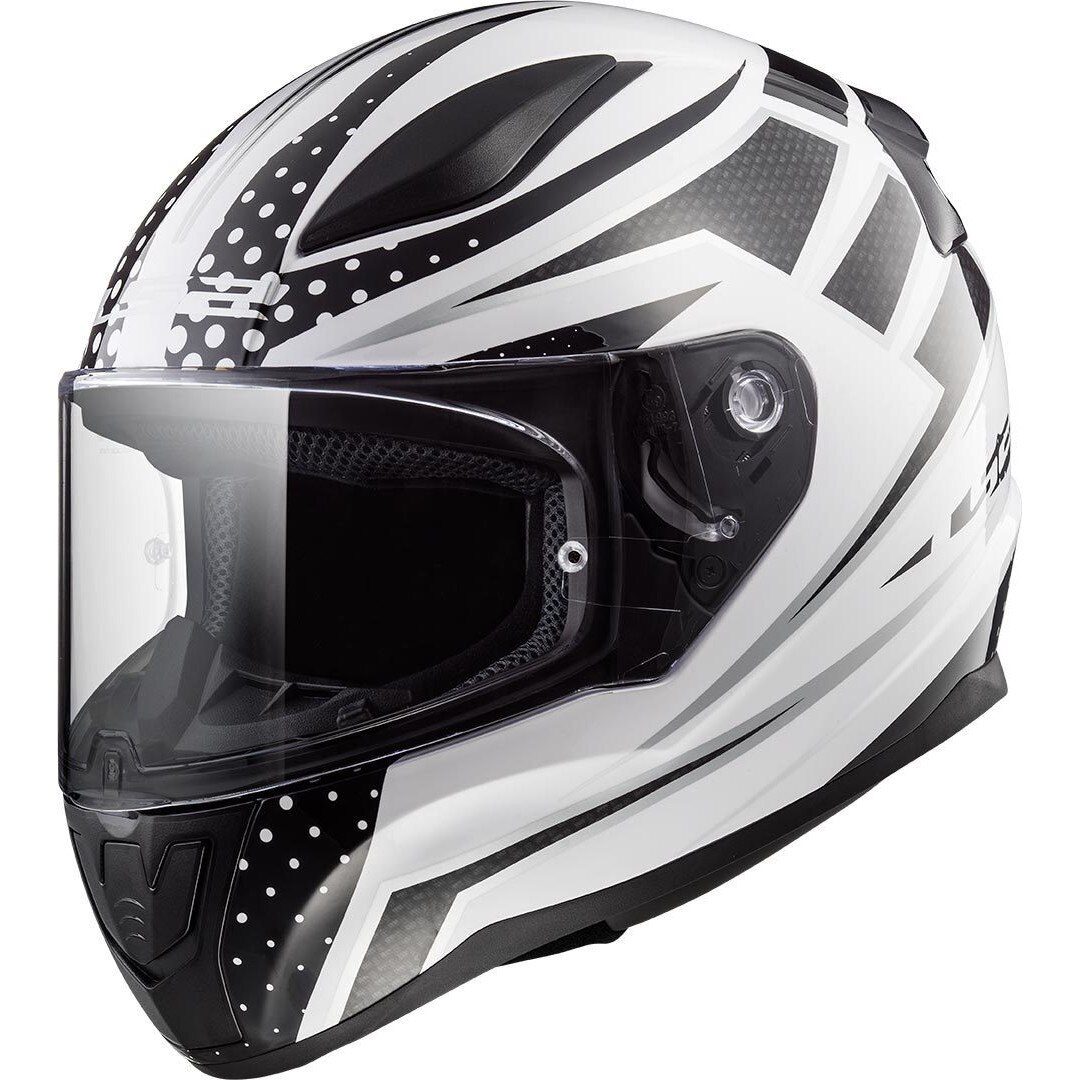 Casca moto, LS2 FF353 Carborace Alb/Negru, S (55-56cm)