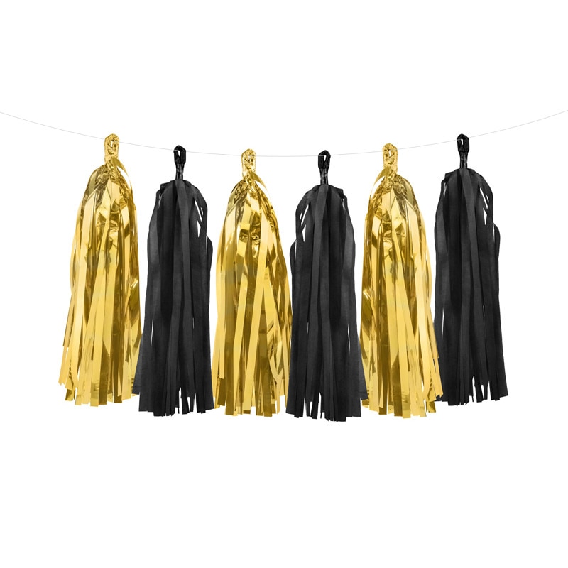 Ghirlanda Franjuri, Auriu si Negru, 200 cm