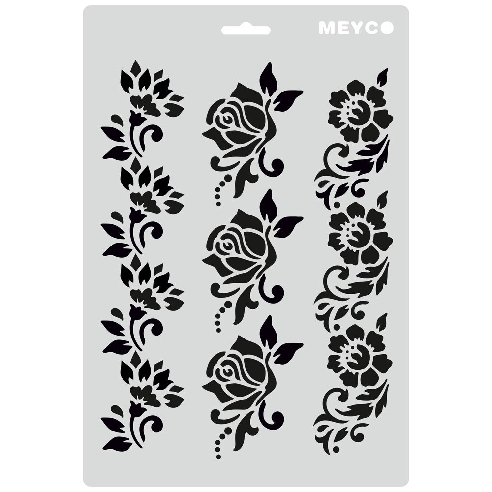 Sablon margini florale/trandafiri, A4 (31x21cm), plastic, Meyco