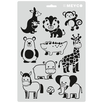 Sablon animale zoo, A4 (31x21cm), plastic, Meyco Sablon animale zoo, A4 (31x21cm), plastic, Meyco