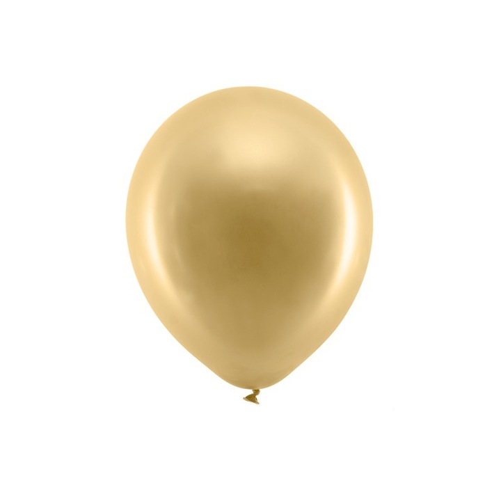 Set 10 baloane latex metalizate, Deco, Auriu, 30cm