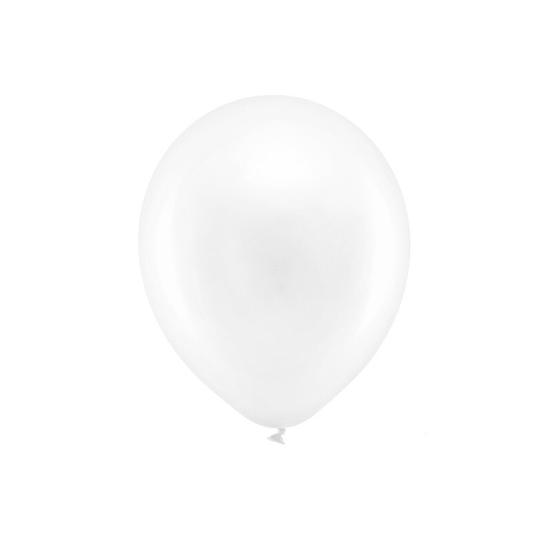 Set 10 baloane latex metalizate, Deco, Alb, 30cm