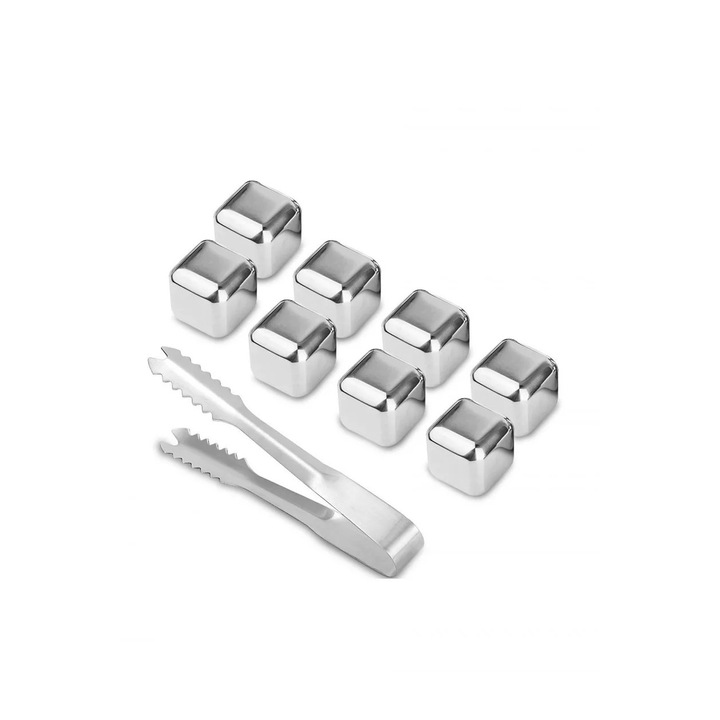 8 db négyzetkockás készlet InstantCold italok hűtéséhez, rozsdamentes acél, hűthető, kapcsos, újrafelhasználható, Doty