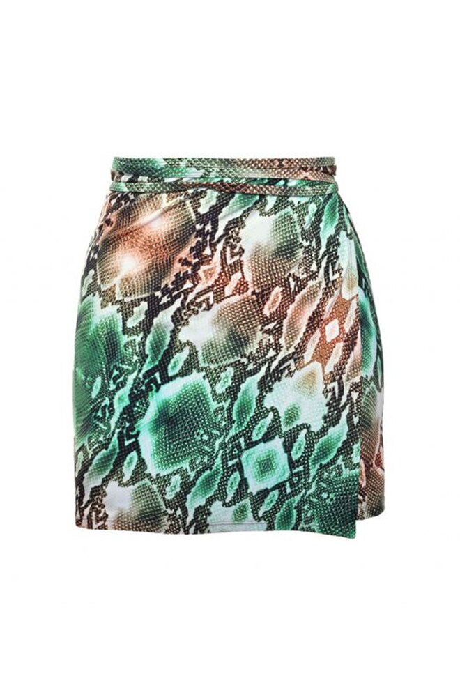 Pareo de plaja din microfibra SN62 Imprimeu Sarpe, Verde Maro