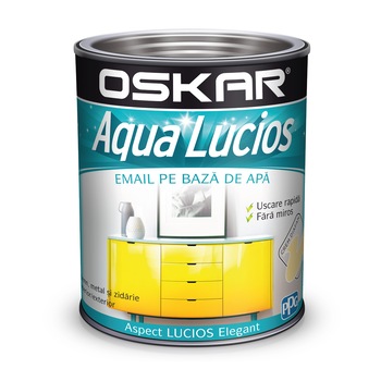 Vopsea email pe baza de apa Oskar Aqua Lucios, Crem Diafan, 0.6 l Vopsea email pe baza de apa Oskar Aqua Lucios, Crem Diafan, 0.6 l