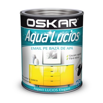 Vopsea email pe baza de apa Oskar Aqua Lucios, Negru Accent, 0.6 l Vopsea email pe baza de apa Oskar Aqua Lucios, Negru Accent, 0.6 l
