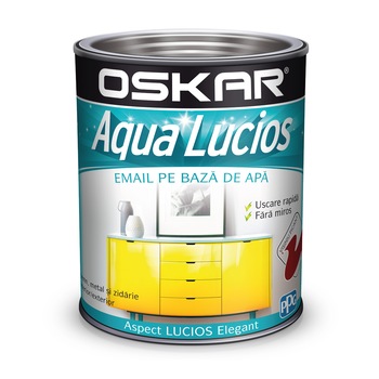 Vopsea email pe baza de apa Oskar Aqua Lucios, Visiniu picant, 2.5 l