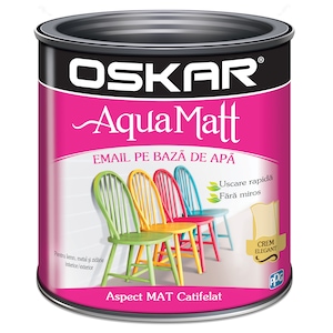 Vopsea email pe baza de apa Oskar Aqua Matt, Crem elegant, 0.6 l