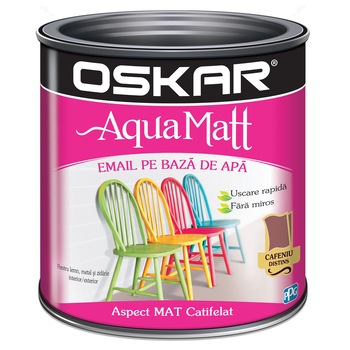 Vopsea email pe baza de apa Oskar Aqua Matt, Cafeniu Distins, 2.5 l