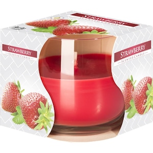 Lumanare Parfumata in Pahar de Sticla Aura Strawberry, Parfum de Capsuni