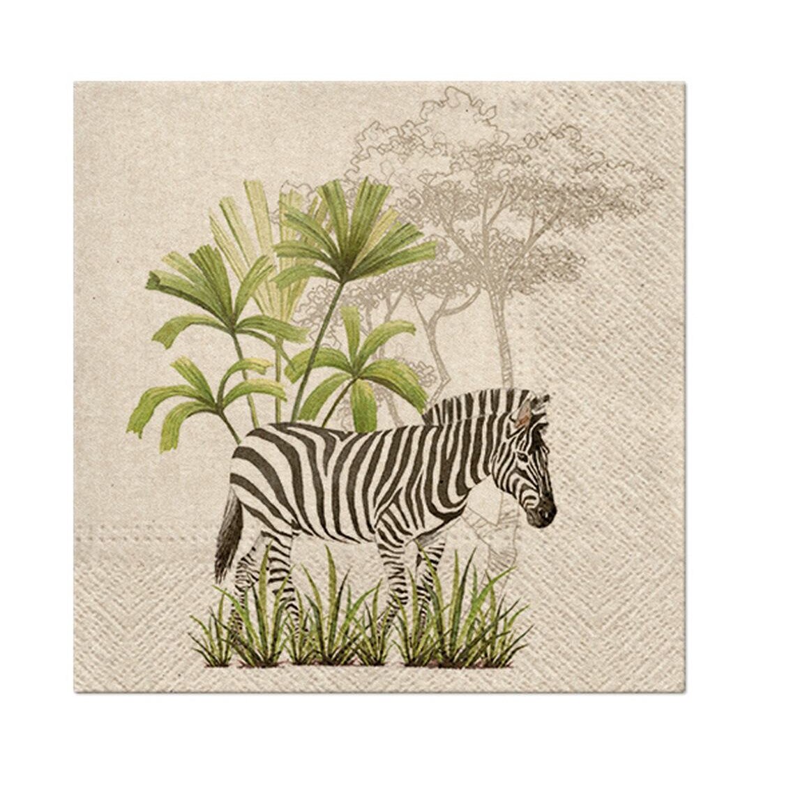 Set 20 Servetele cu doua fete Zebra, Multicolor, 33x33 cm