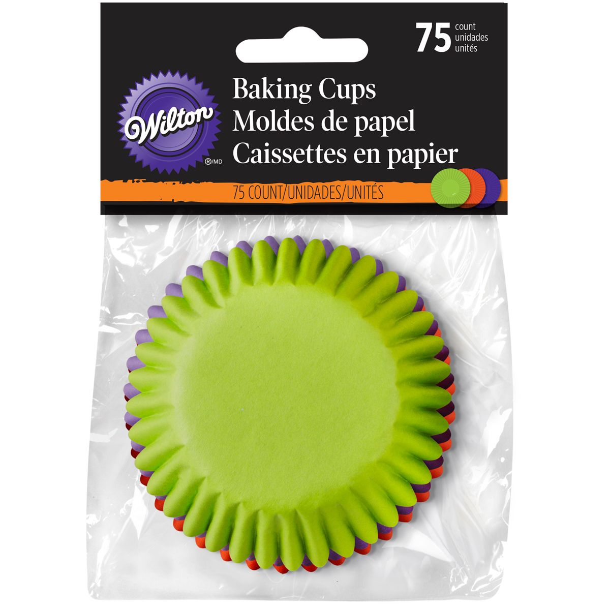 Set 75 cupe de copt tricolor pentru briose, Wilton