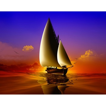 Fototapet de perete autoadeziv si lavabil Croaziera. yacht, apus de soare, 220 x 135 cm Fototapet de perete autoadeziv si lavabil Croaziera. yacht, apus de soare, 220 x 135 cm