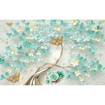 Tablou canvas Pom cu flori verzi, abstract, 60 x 40 cm Tablou canvas Pom cu flori verzi, abstract, 60 x 40 cm