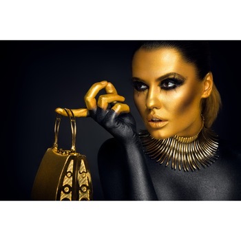 Tablou canvas Portert femeie auriu-negru1, 60 x 40 cm Tablou canvas Portert femeie auriu-negru1, 60 x 40 cm