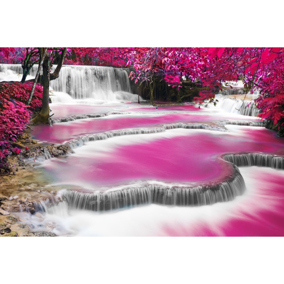 Fototapet de perete autoadeziv si lavabil Cascada roz, 270 x 200 cm