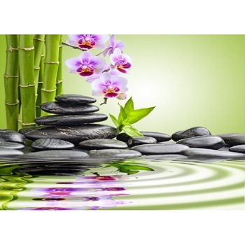 Fototapet de perete autoadeziv si lavabil Pietre bazalt, orhidee, bambus, zen, 220 x 135 cm Fototapet de perete autoadeziv si lavabil Pietre bazalt, orhidee, bambus, zen, 220 x 135 cm