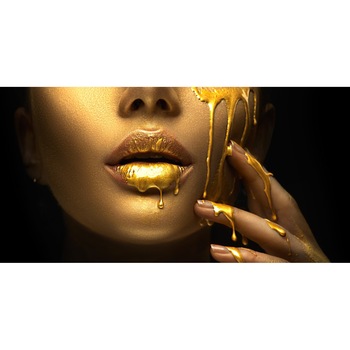 Tablou canvas Portrait femeie, make-up gold, 75 x 50 cm Tablou canvas Portrait femeie, make-up gold, 75 x 50 cm