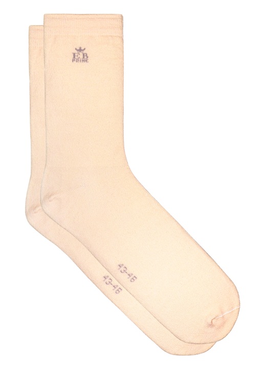 Sosete din bumbac pieptanat, EB Prime, 1 pereche, fara cusatura, confortabile si respirabile, Crem
