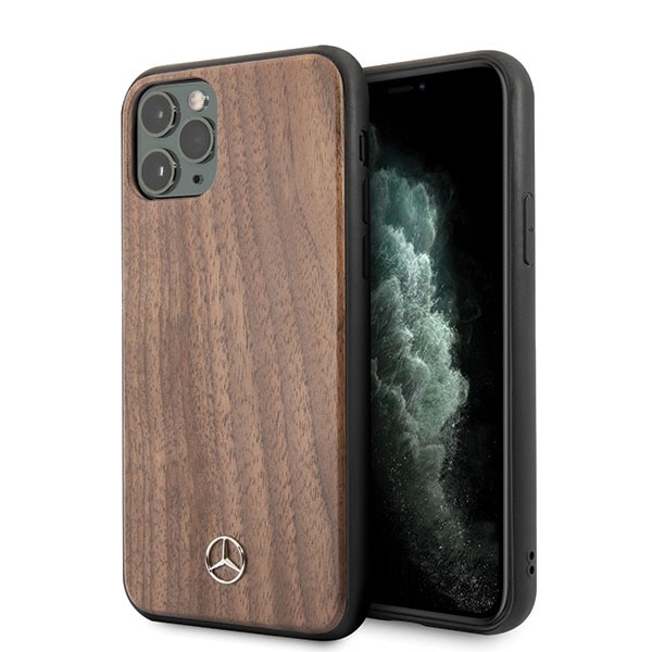 Husa MERCEDES lemn maro deschis pentru Iphone 11 Pro Max