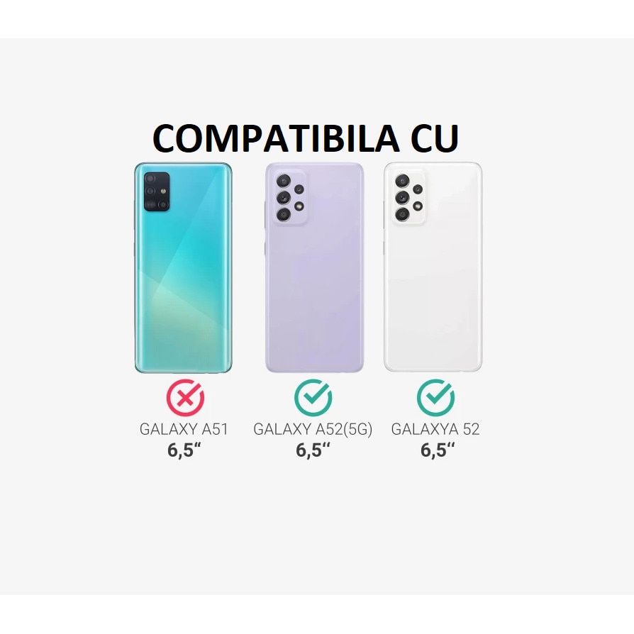 Husa 360 compatibila cu Samsung Galaxy A52 4G / 5G V2 Transparent fata+spate