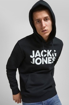 Jack&Jones, Set de hanorace cu imprimeu logo - 2 piese, Negru Jack&Jones, Set de hanorace cu imprimeu logo - 2 piese, Negru