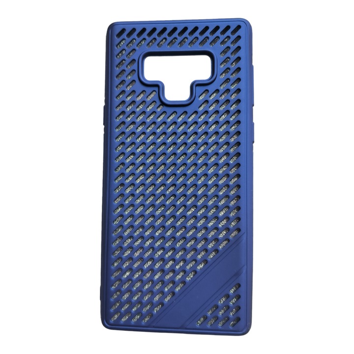 Husa compatibila cu Samsung Galaxy Note 9, Silicon Albastru cu gauri, cu Folie Sclipici Argintiu