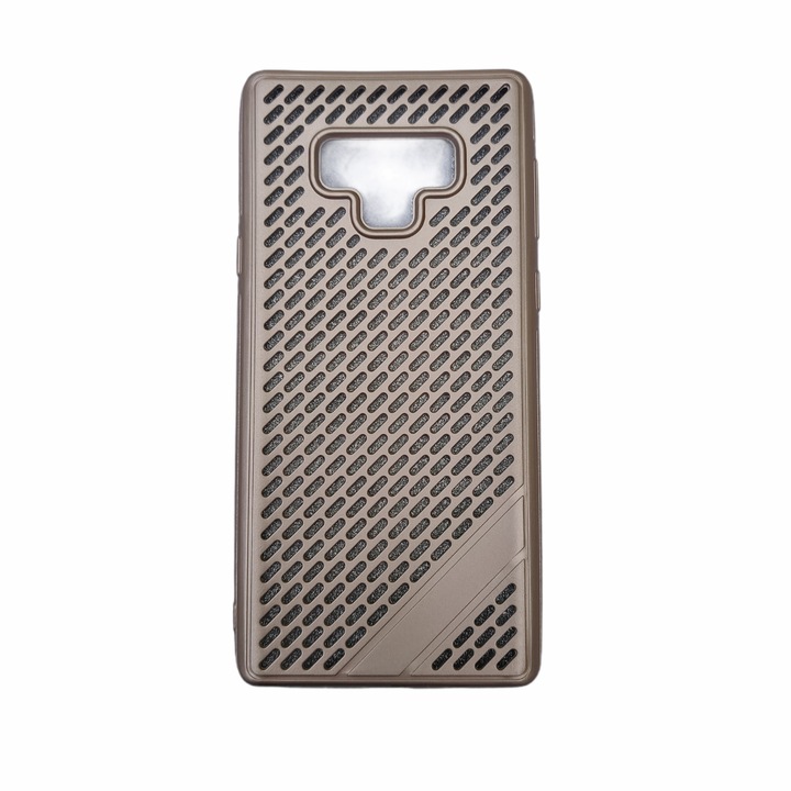 Husa compatibila cu Samsung Galaxy Note 9, Silicon Rose Gold cu gauri, cu Folie Sclipici Argintiu